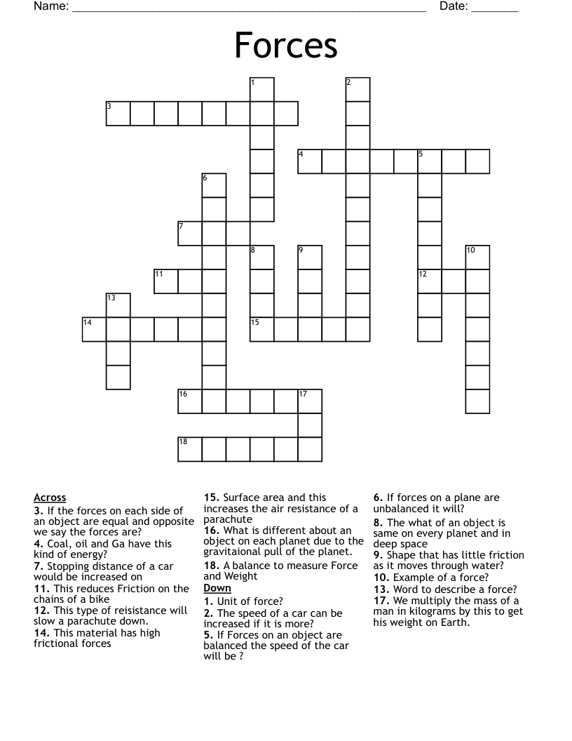Forces Crossword