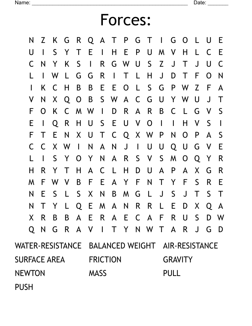 Forces: Word Search