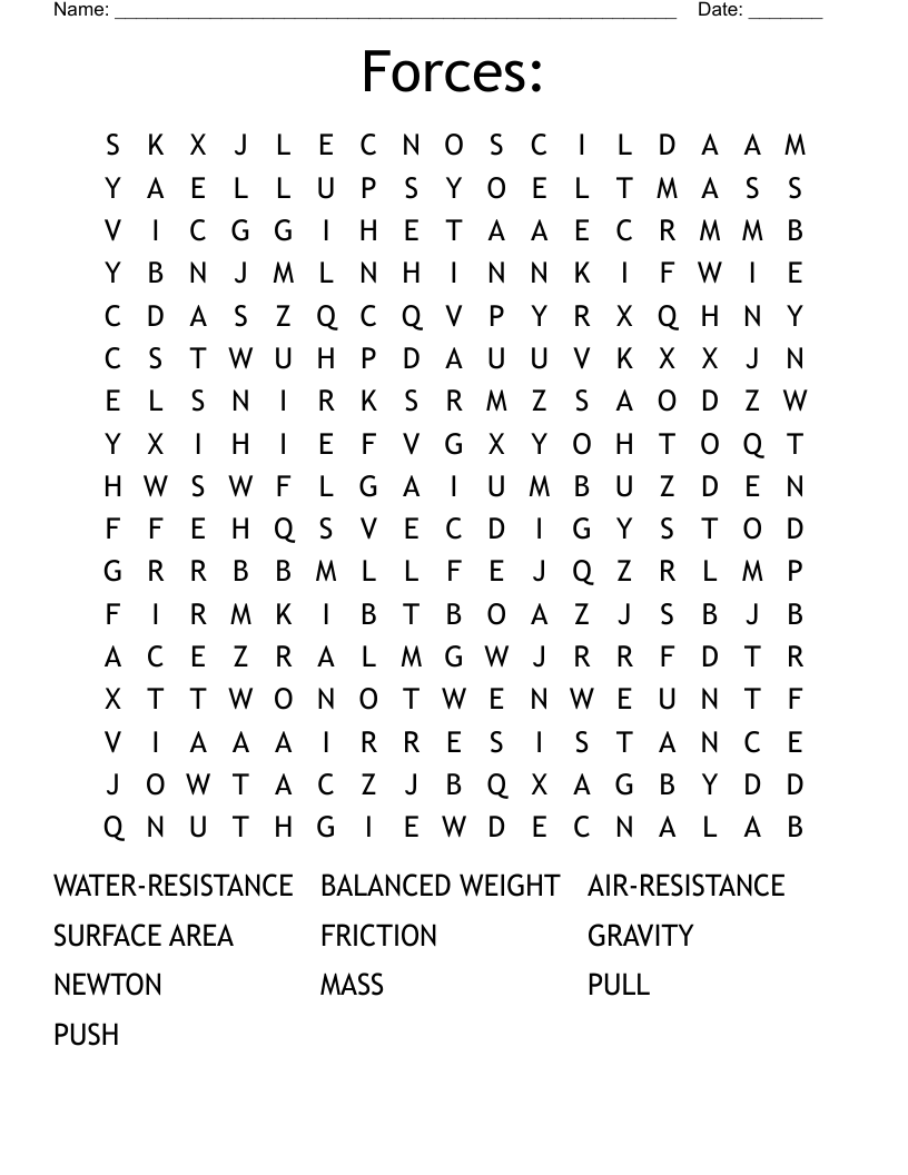 Forces: Word Search