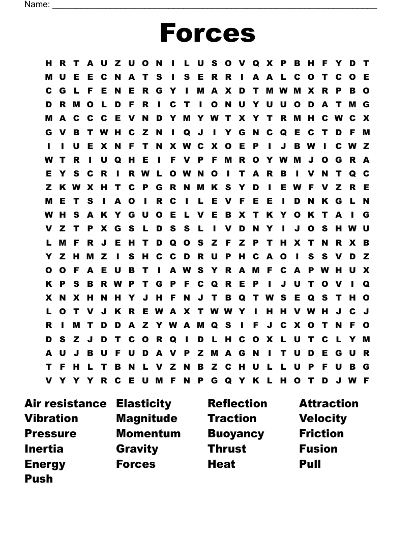 Forces Word Search
