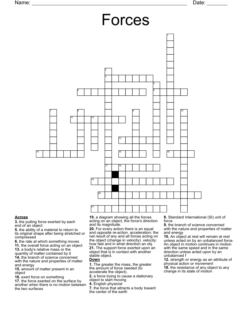 Forces Crossword