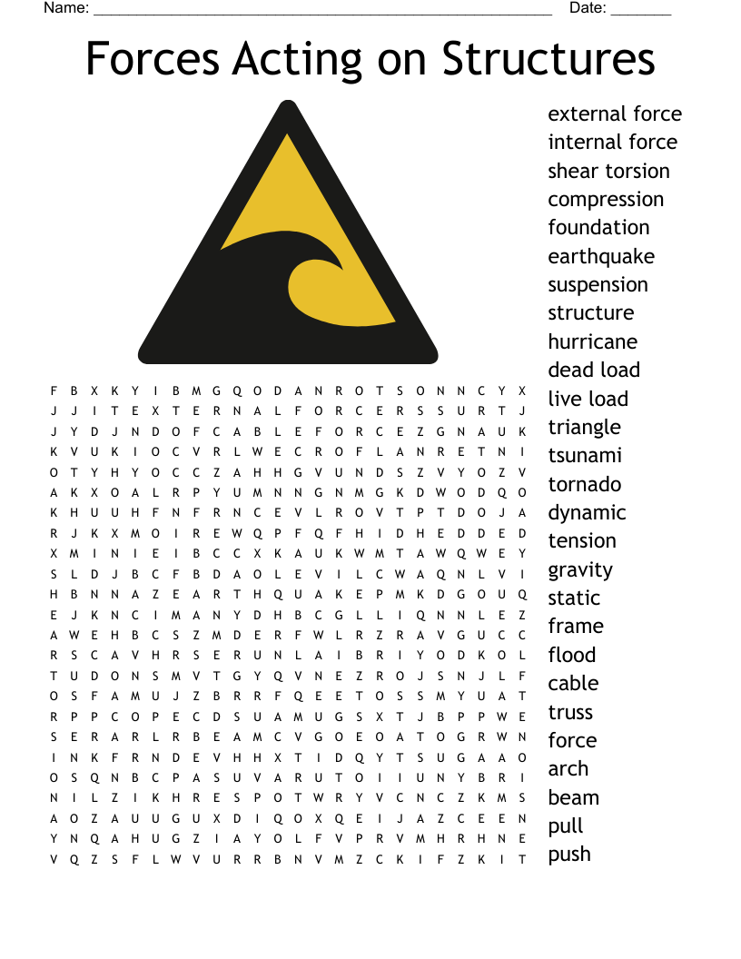 Forces Acting on Structures Word Search