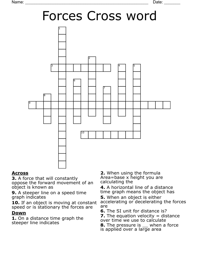 Forces Cross word