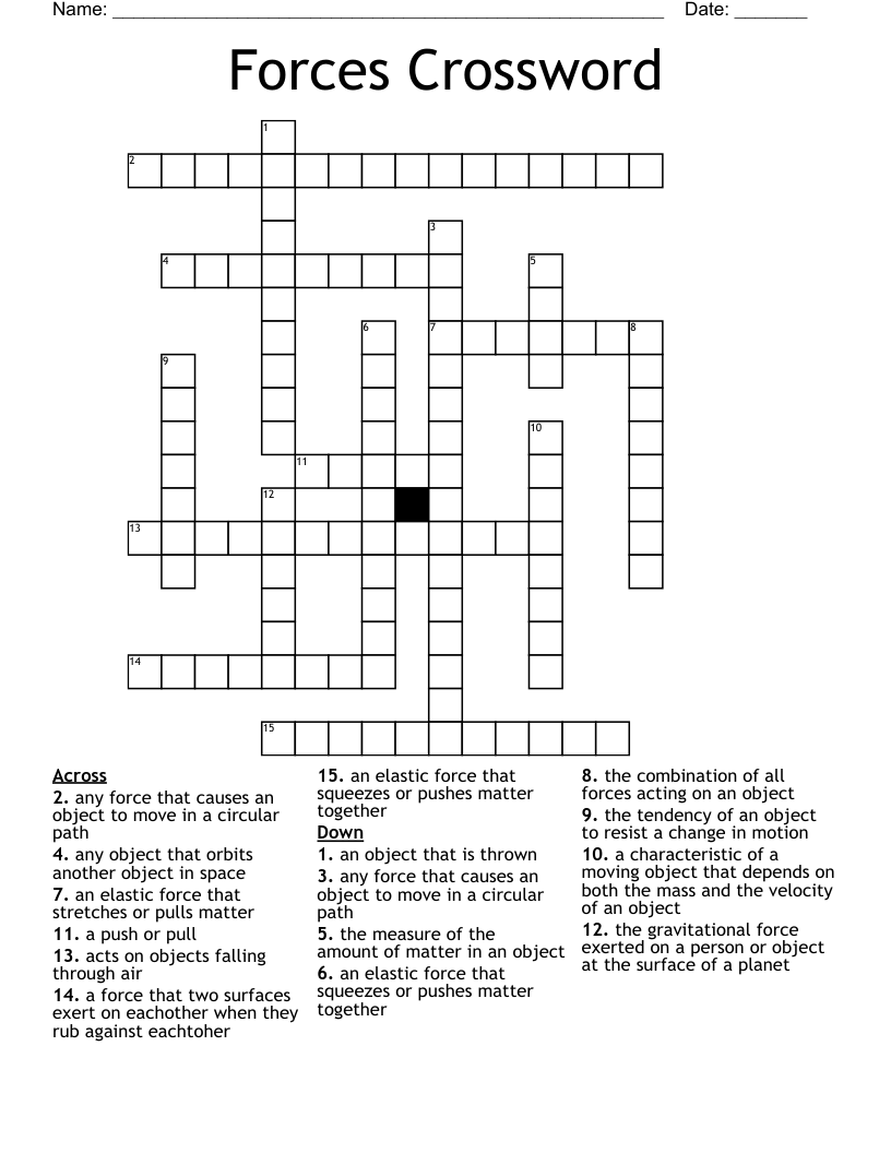 Forces Crossword
