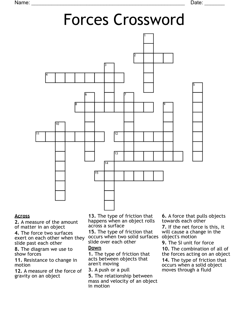Forces Crossword