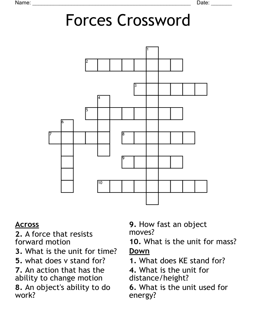 Forces Crossword