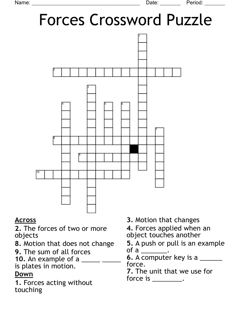 Forces Crossword Puzzle