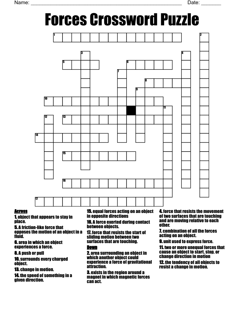 Forces Crossword Puzzle