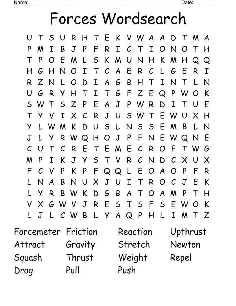Forces Wordsearch