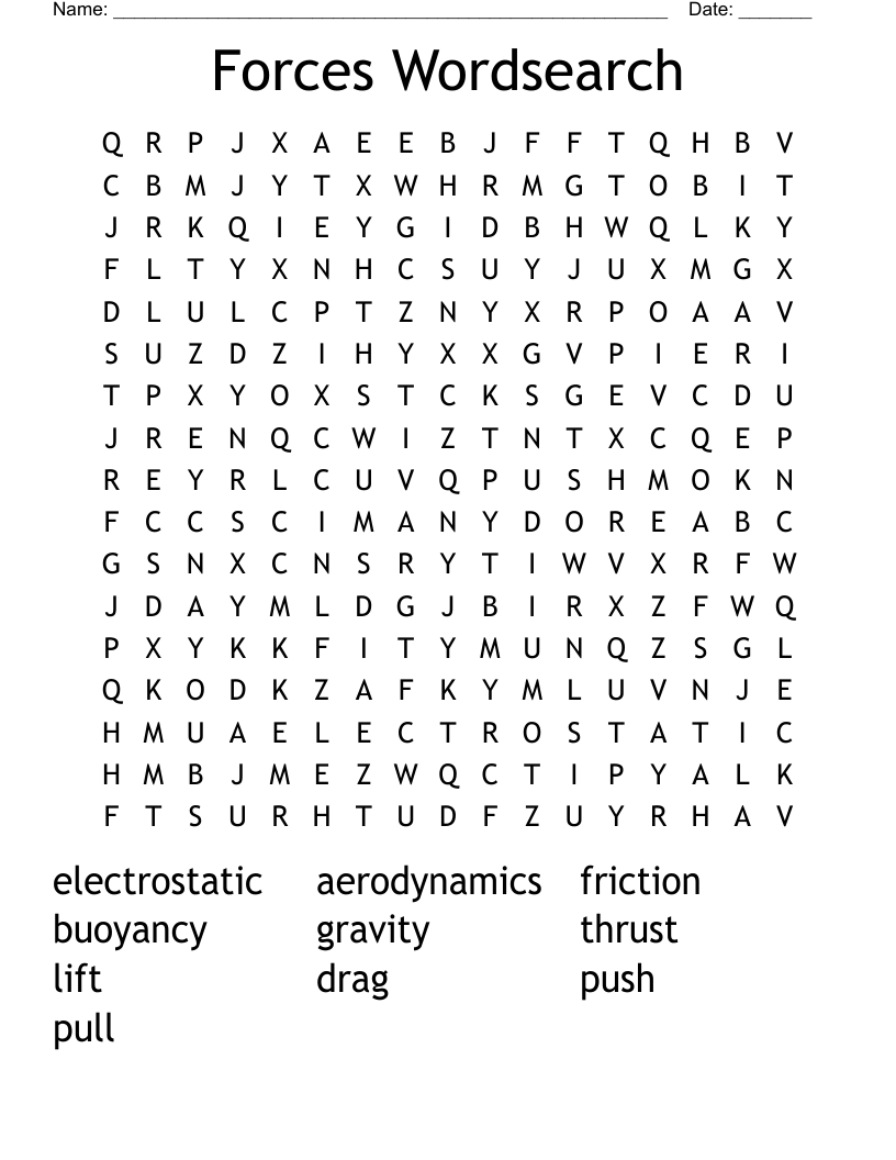 Forces Wordsearch