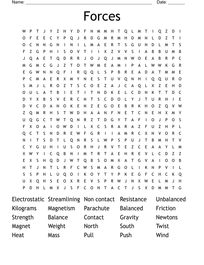 Forces  Word Search