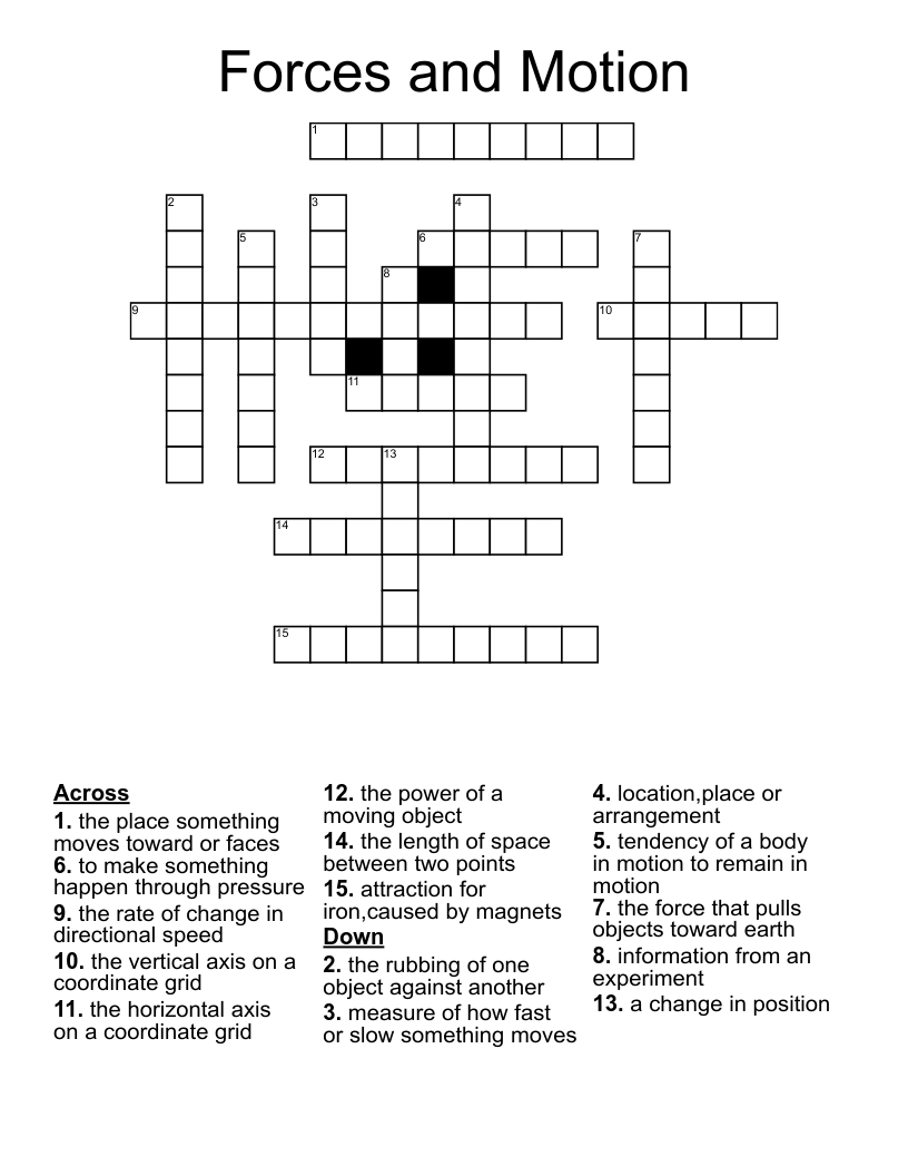 Forces and Motion Crossword