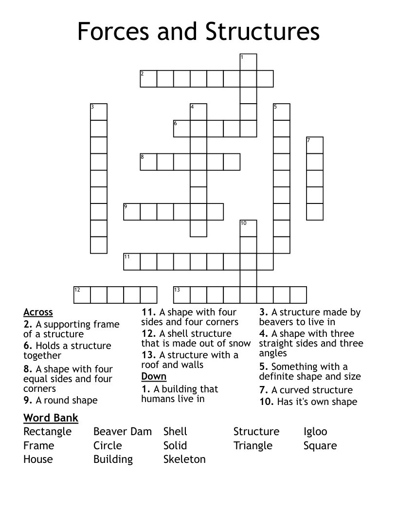 Forces and Structures  Crossword