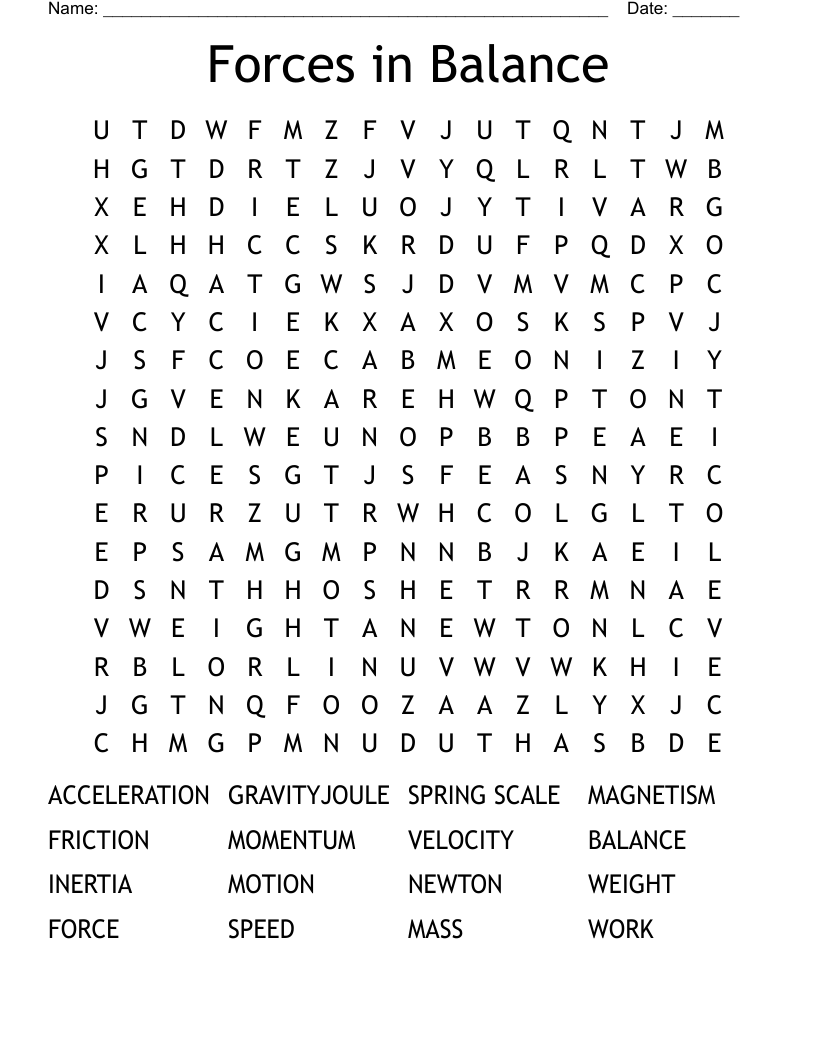 Forces in Balance Word Search