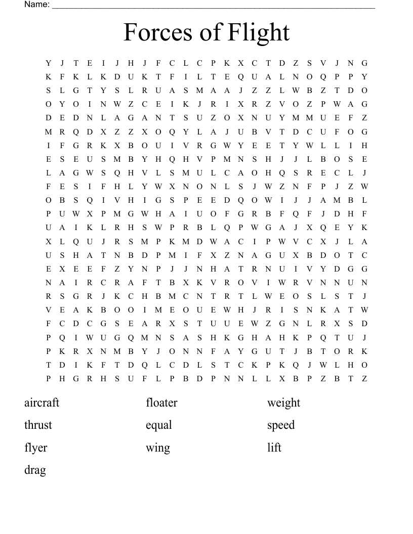 Forces of Flight Word Search