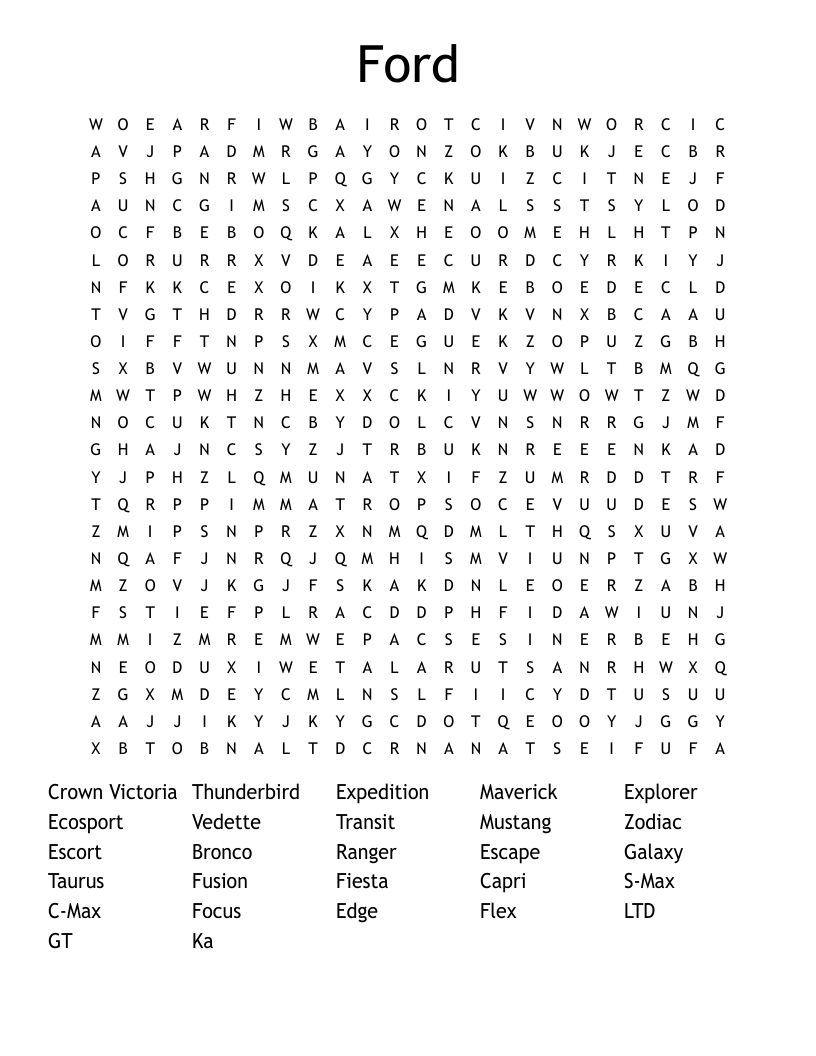 Ford Word Search