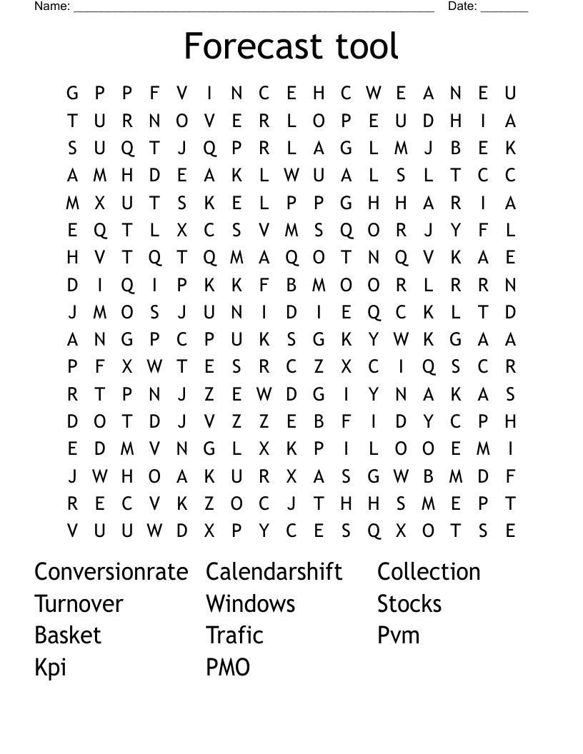 Forecast tool Word Search