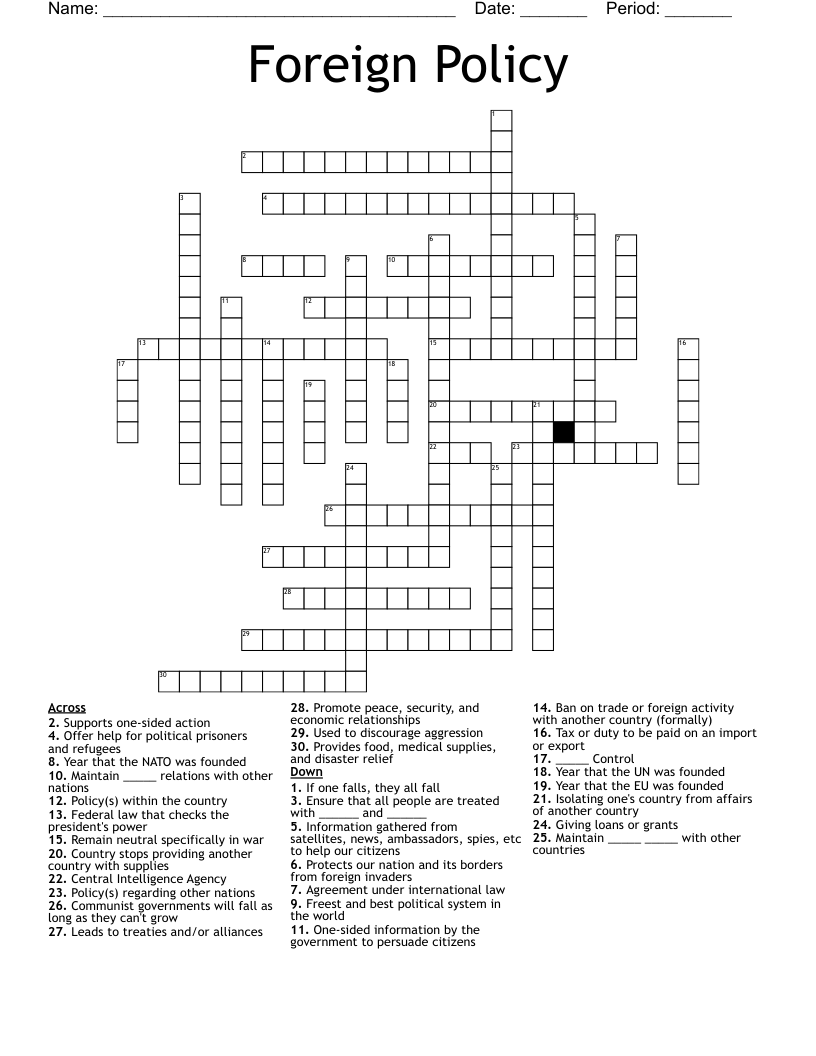 Foreign Policy Crossword