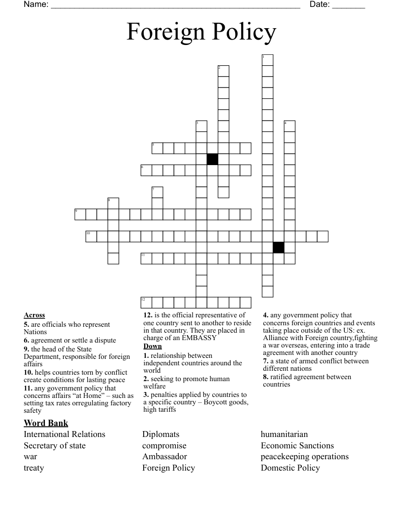 Foreign Policy Crossword