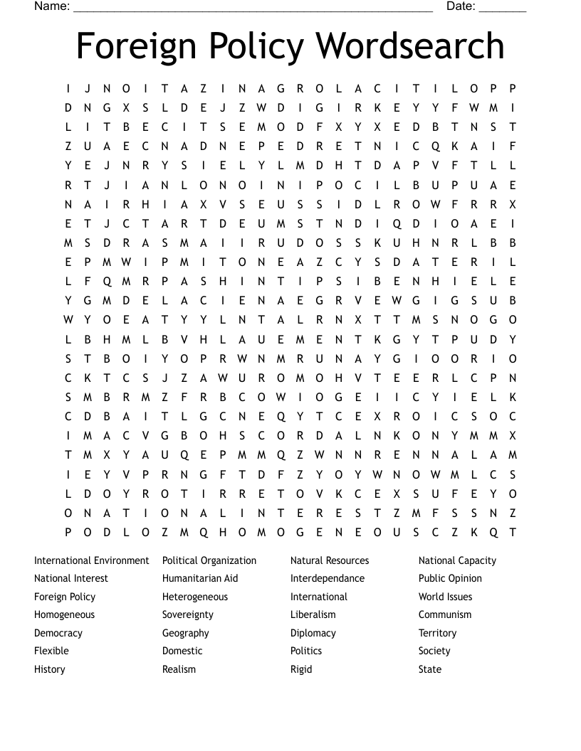Foreign Policy Wordsearch