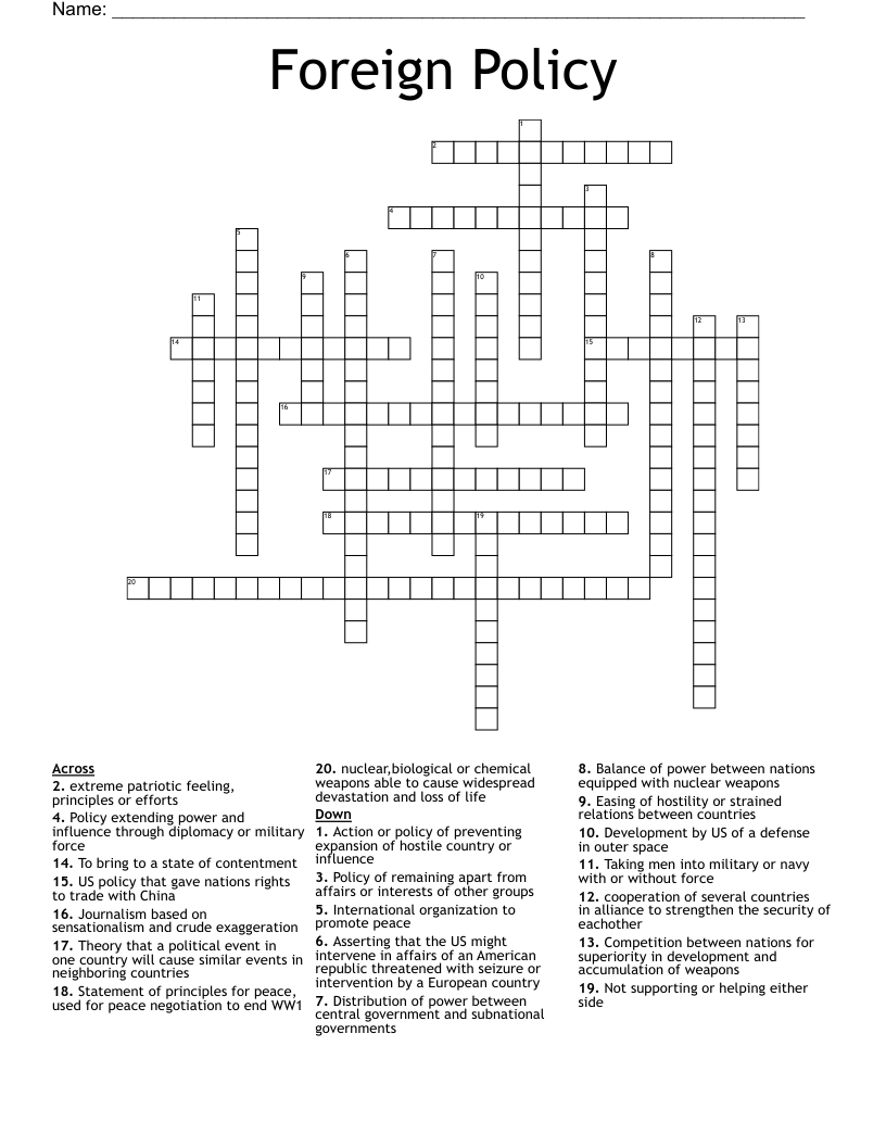 Foreign Policy  Crossword