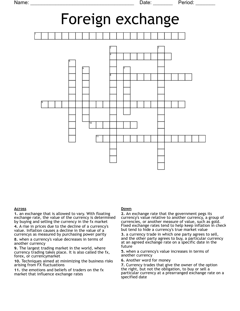 Foreign exchange Crossword