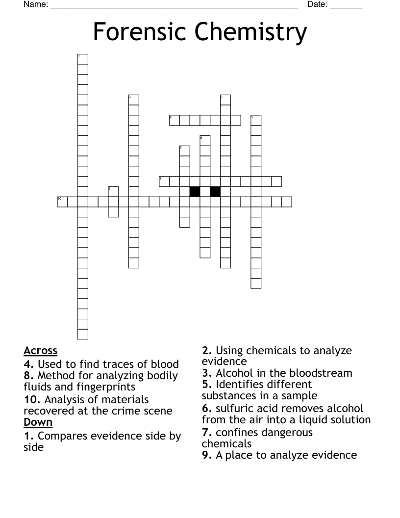 Forensic Chemistry Crossword