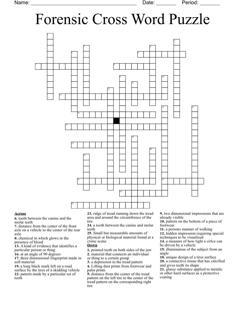 Forensic Cross Word Puzzle