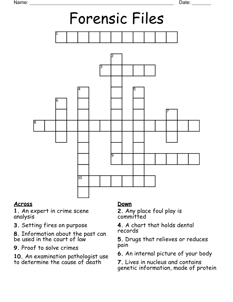 Forensic Files Crossword