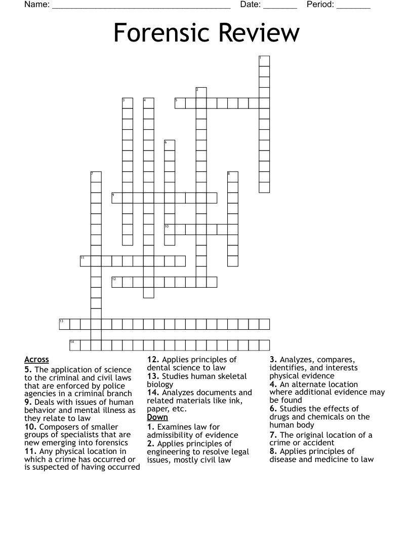Forensic Review  Crossword