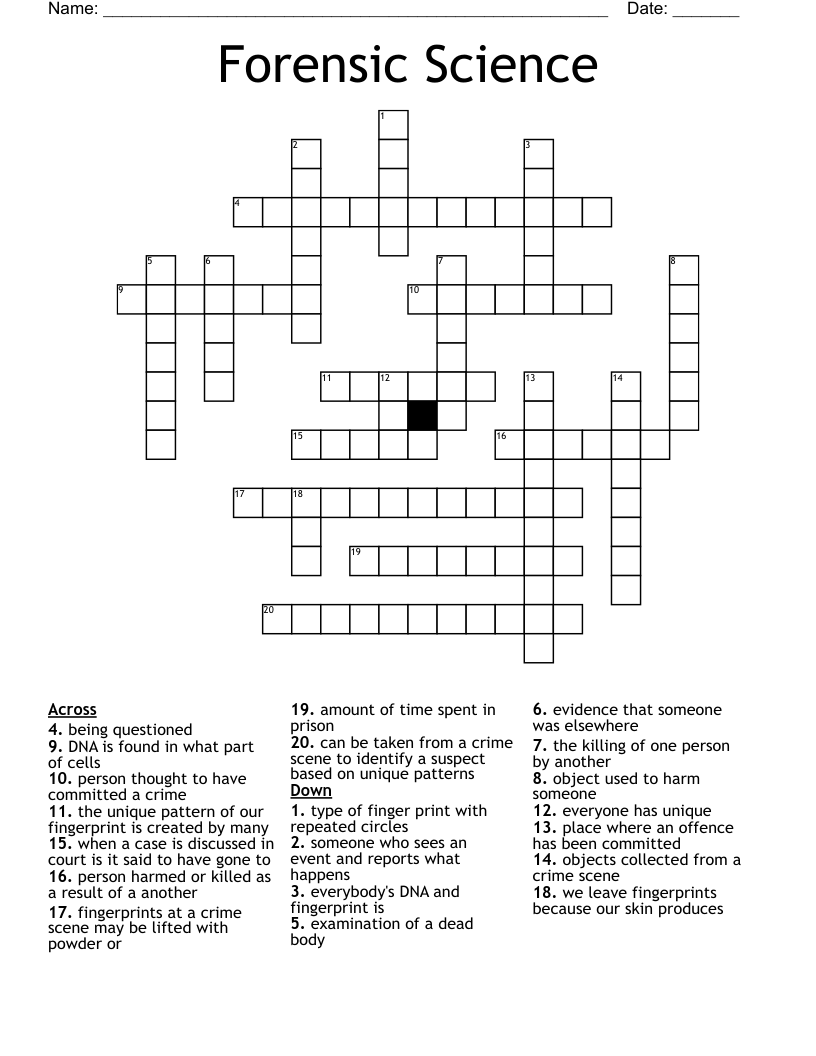 Forensic Science Crossword