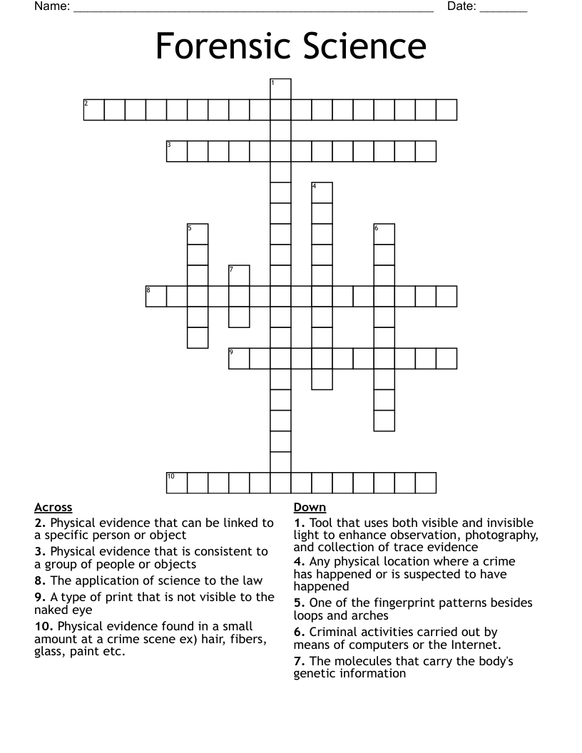 Forensic Science Crossword