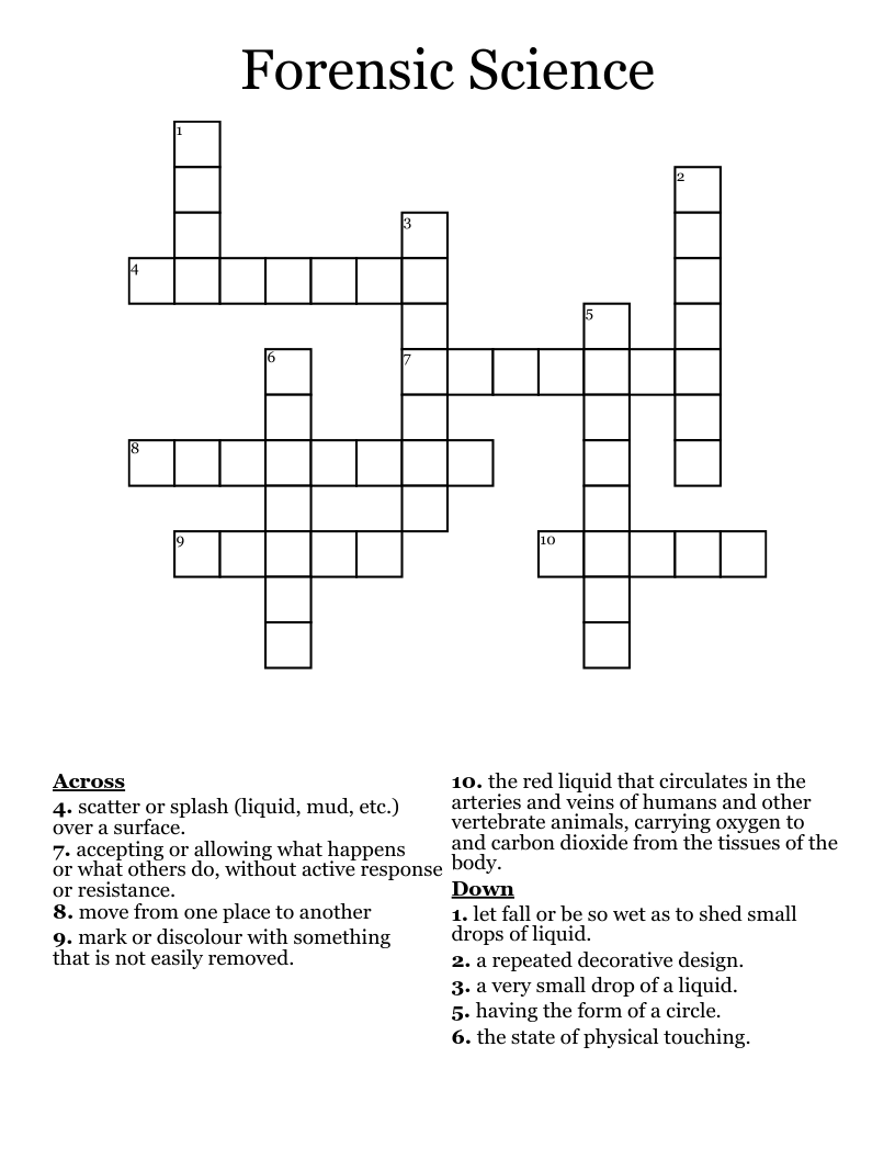 Forensic Science Crossword