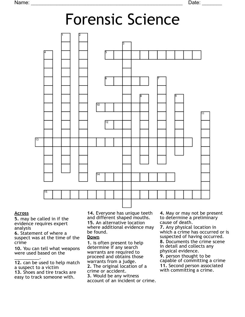 Forensic Science Crossword