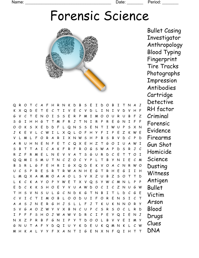 Forensic Science Word Search