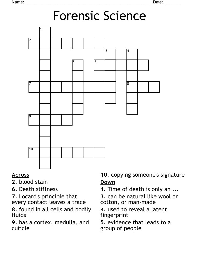Forensic Science Crossword