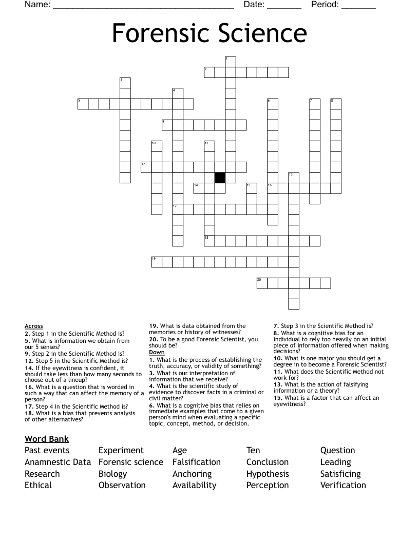 Forensic Science Crossword