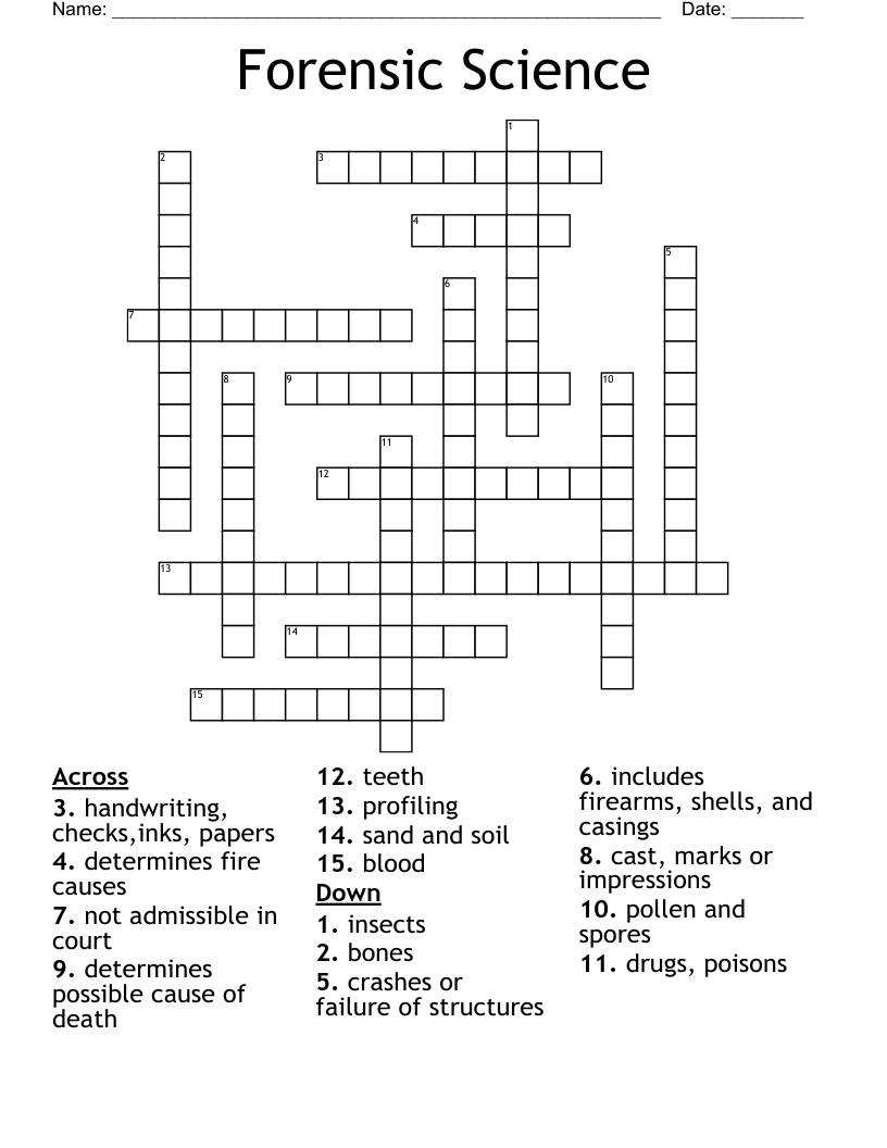 Forensic Science  Crossword