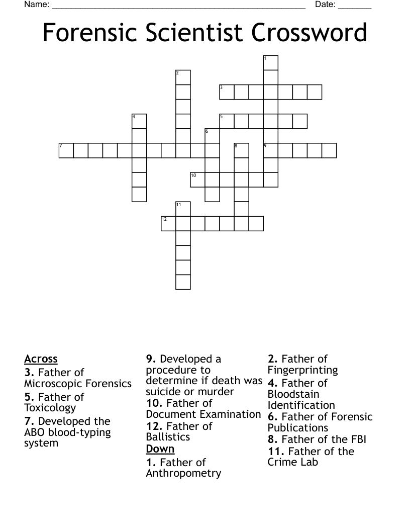 Forensic Scientist Crossword