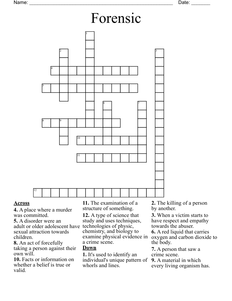 Forensic  Crossword