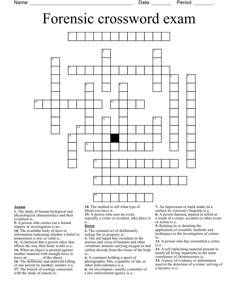 Forensic crossword exam