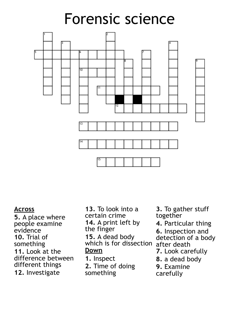 Forensic science  Crossword