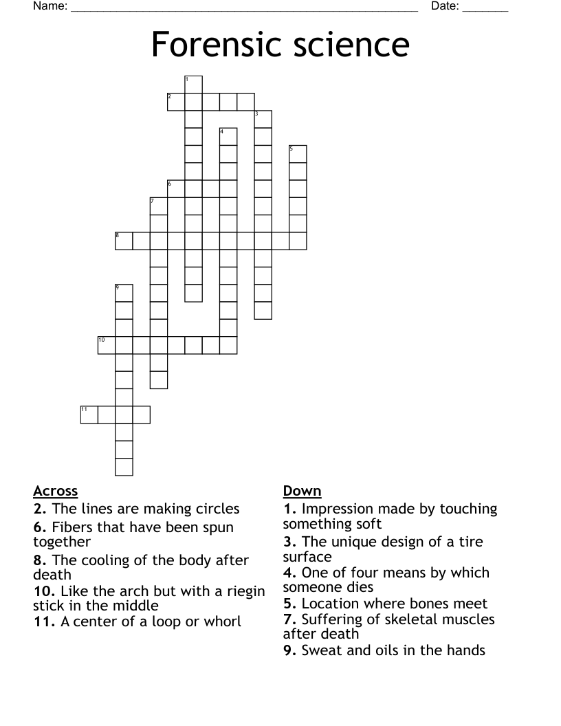 Forensic science  Crossword