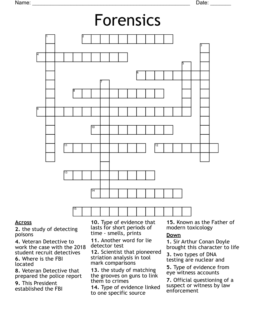Forensics Crossword