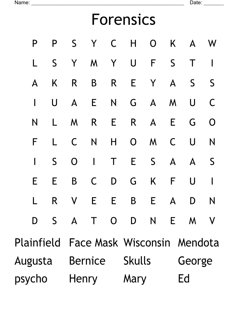 Forensics Word Search