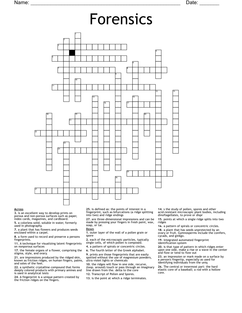 Forensics Crossword