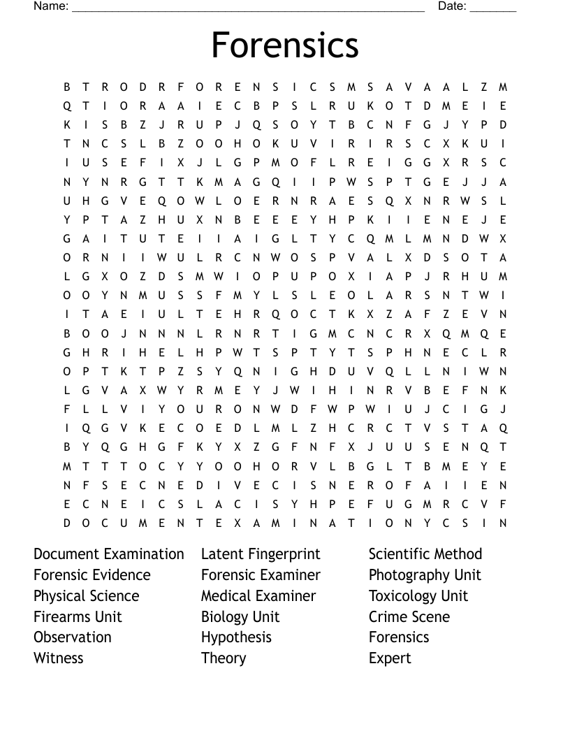 Forensics Word Search