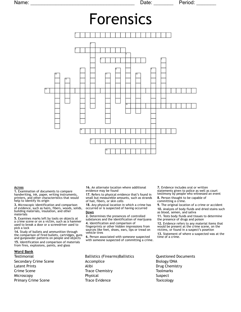 Forensics Crossword