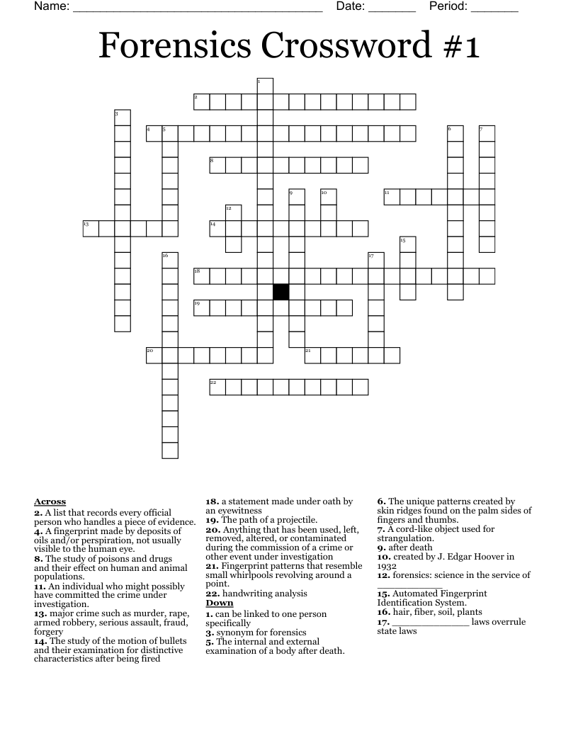 Forensics Crossword #1