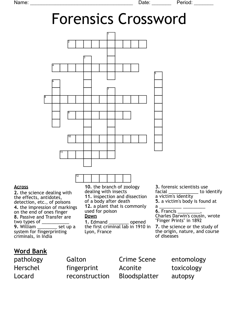 Forensics Crossword